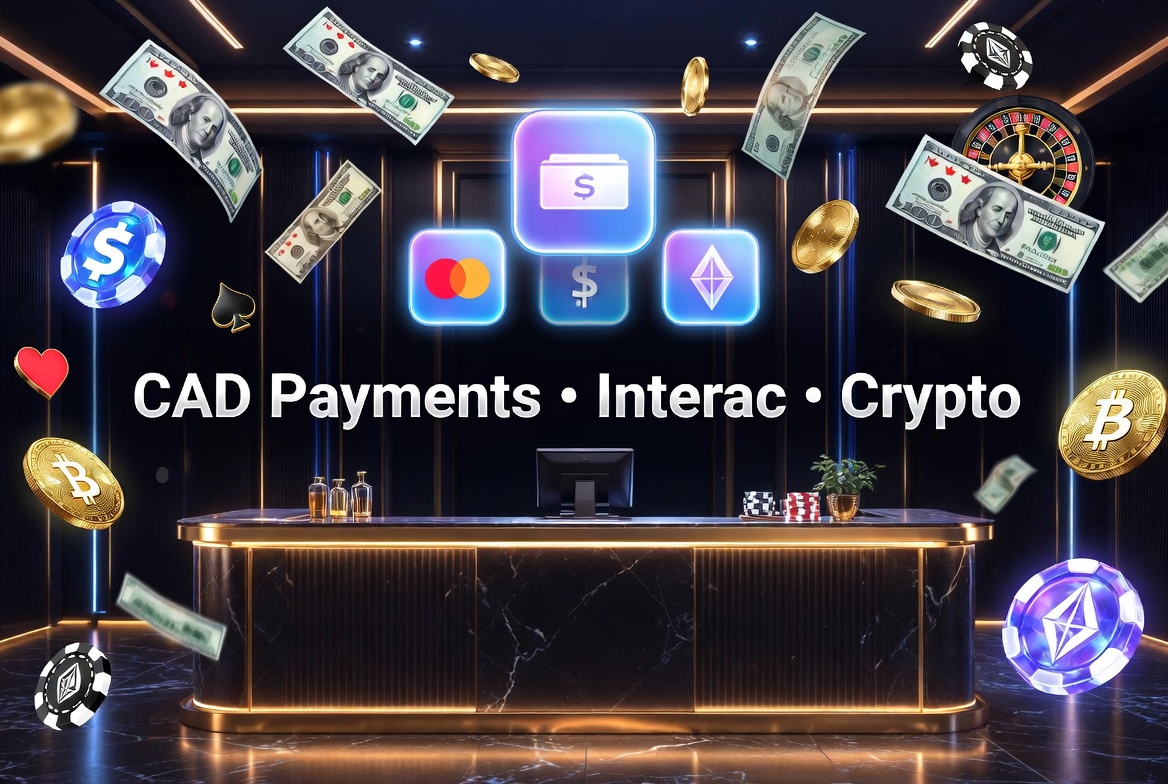 Cashier showing CAD payment methods at Pin Up Casino including Interac and crypto